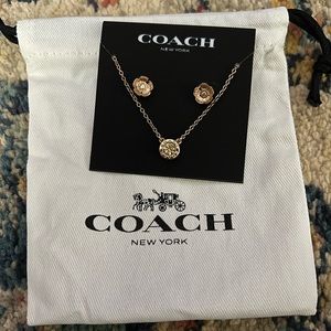 COACH Open Circle necklace & Tea Rose earrings